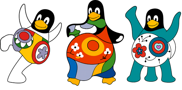 Drei Tux-Nanas Sophie, Charlotte und Caroline